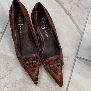 Rebeca Sanver Leopard Print Brown Flats